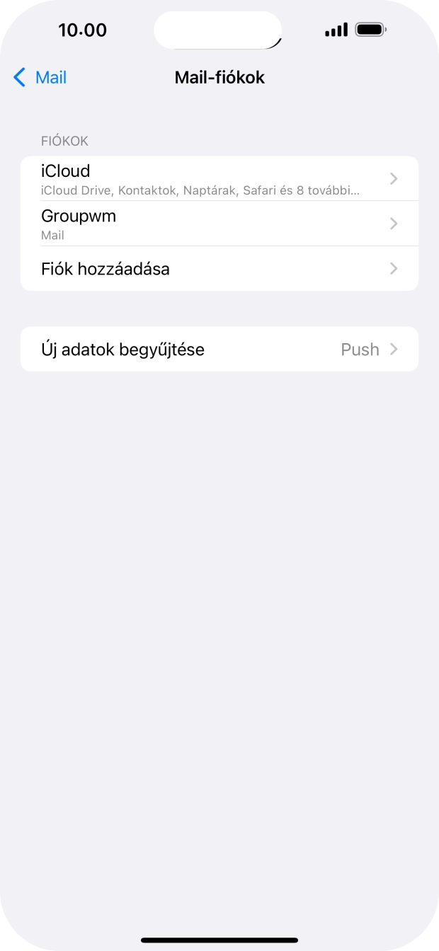 Kattints az imént létrehozott e-mail-fiók nevére.