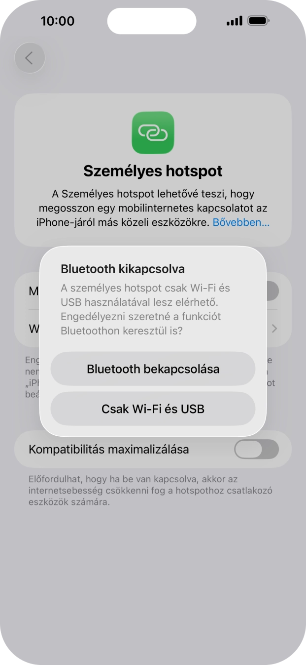 Amennyiben be van kapcsolva a Wi-Fi, válaszd a Csak Wi-Fi és USB lehetőséget.