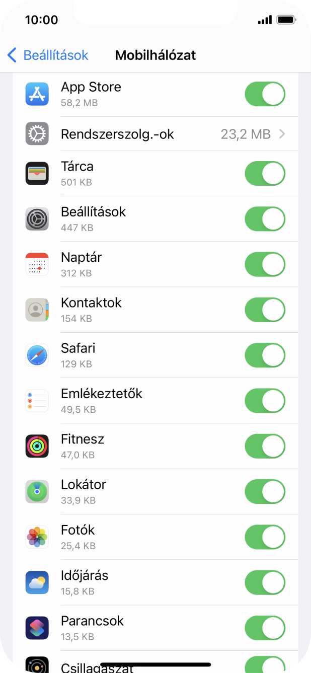 Kattints a kívánt programok melletti csúszkákra a funkciók be- vagy kikapcsolásához. Kattints a kívánt programok melletti csúszkákra a funkciók be- vagy kikapcsolásához.