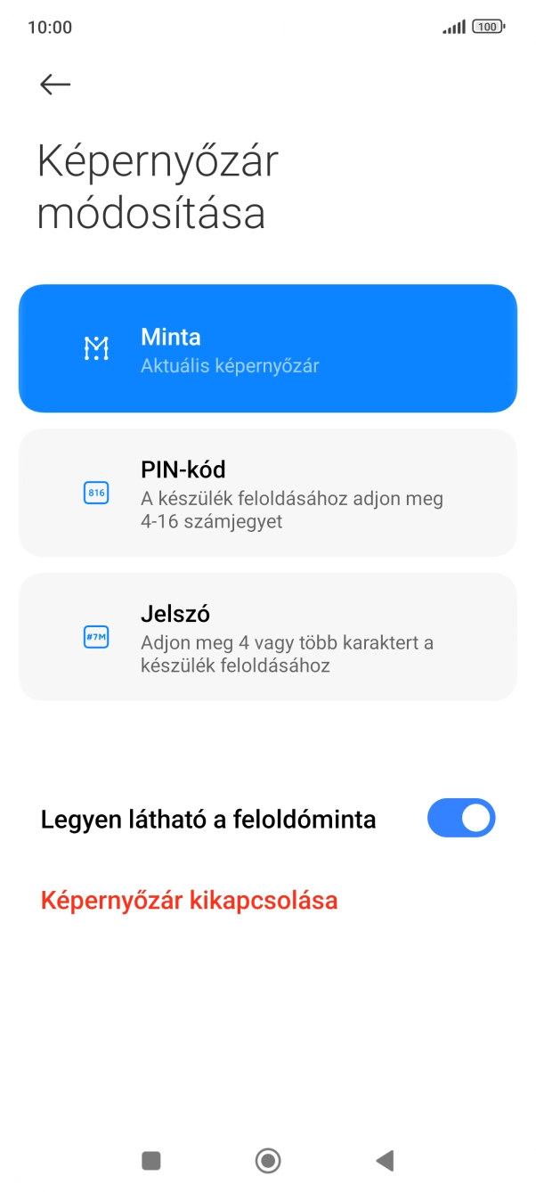 Válaszd a Képernyőzár kikapcsolása lehetőséget, és írd be az extra képernyőzárkódot, amit korábban már beállítottál. Válaszd a Képernyőzár kikapcsolása lehetőséget, és írd be az extra képernyőzárkódot, amit korábban már beállítottál.