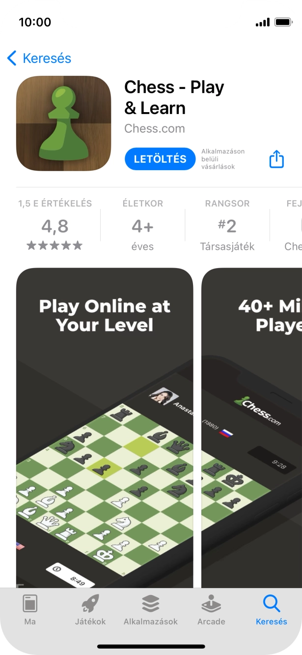 Válaszd a LETÖLTÉS lehetőséget, és kövesd a képernyőn megjelenő utasításokat az alkalmazás telepítéséhez. Válaszd a LETÖLTÉS lehetőséget, és kövesd a képernyőn megjelenő utasításokat az alkalmazás telepítéséhez.