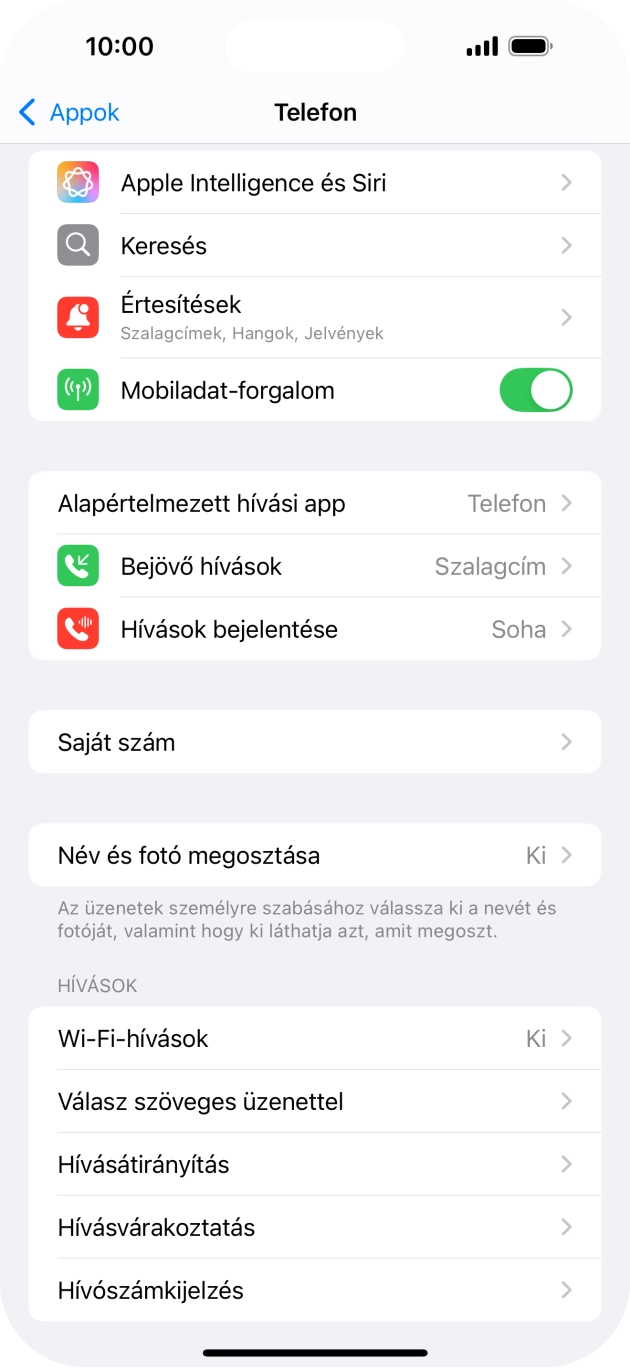 Válaszd a Hívásvárakoztatás lehetőséget.