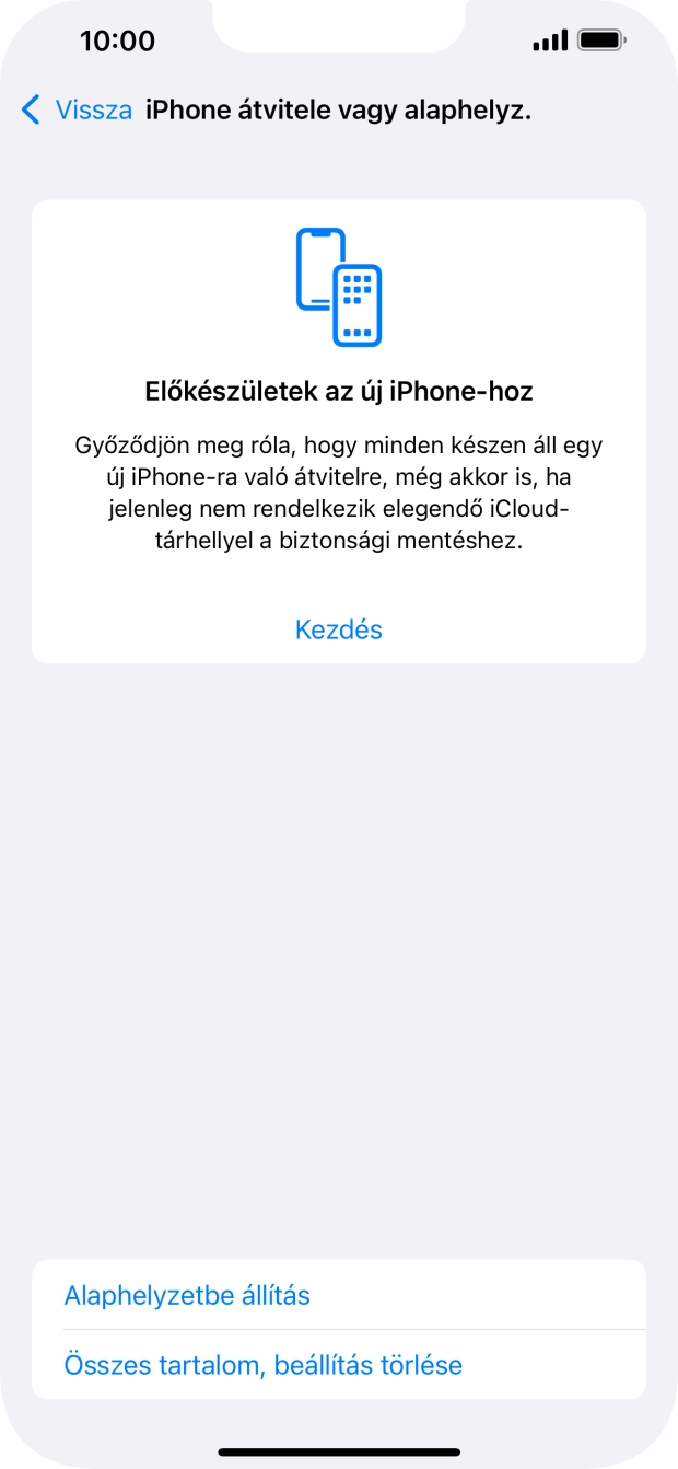 Válaszd az Alaphelyzetbe állítás lehetőséget.