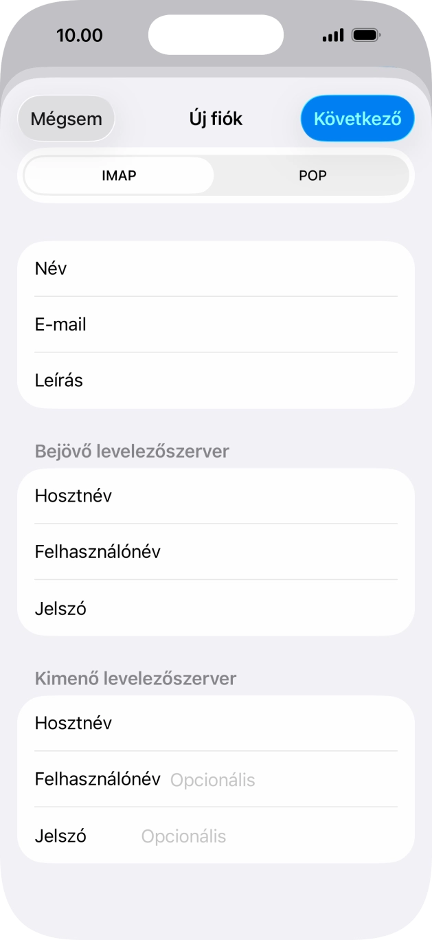 Kattints a Felhasználónév mezőre, és írd be az e-mail-fiókodhoz tartozó felhasználónevet.