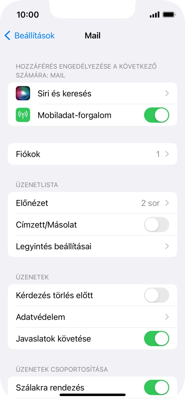 Válaszd a Fiókok lehetőséget.