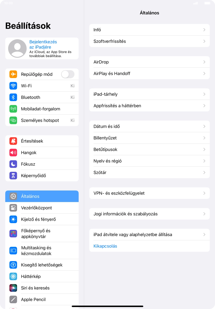 Válaszd a Bejelentkezés az iPadjére lehetőséget. Válaszd a Bejelentkezés az iPadjére lehetőséget.