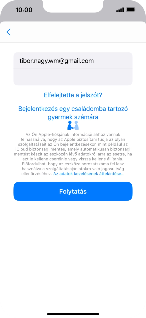 Válaszd a Folytatás lehetőséget.