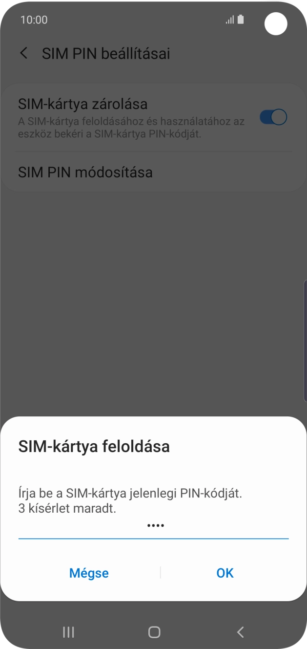 Írd be a PIN-kódot, és válaszd az OK lehetőséget.