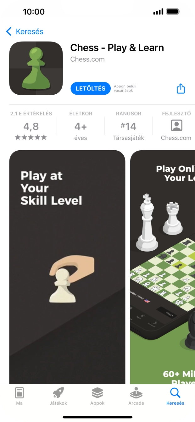 Válaszd a LETÖLTÉS lehetőséget, és kövesd a képernyőn megjelenő utasításokat az alkalmazás telepítéséhez.