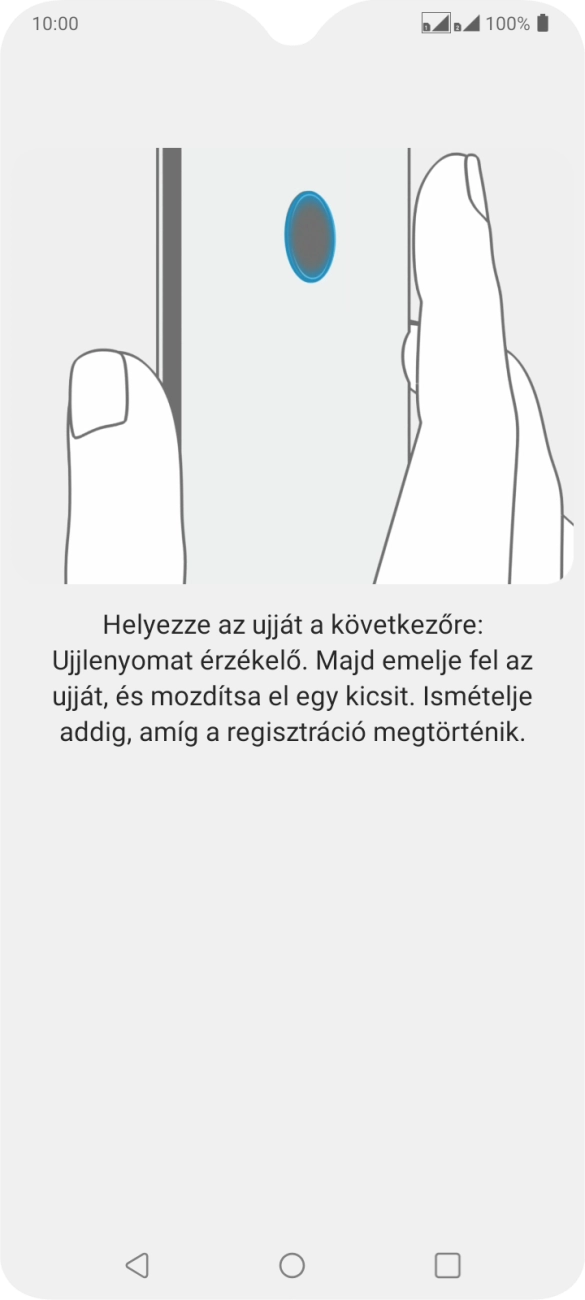 Kövesd a kijelzőn megjelenő utasításokat képernyőzár létrehozásához ujjlenyomattal. Kövesd a kijelzőn megjelenő utasításokat képernyőzár létrehozásához ujjlenyomattal.