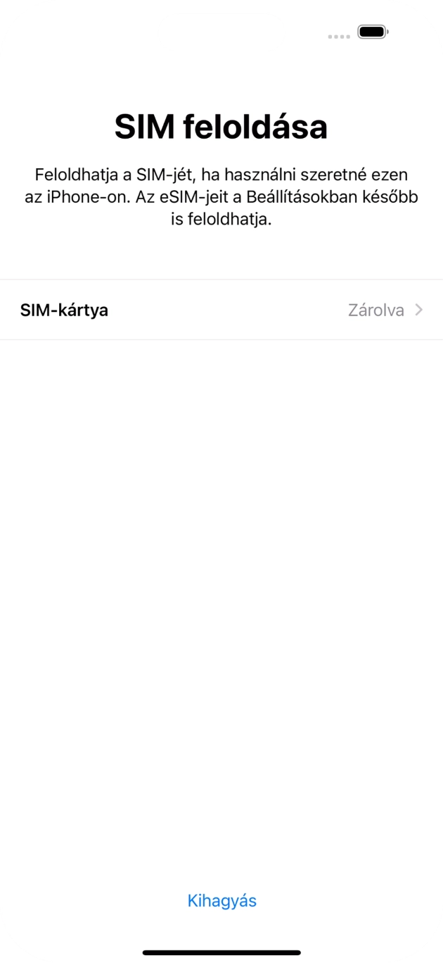 Válaszd a SIM-kártya lehetőséget. Válaszd a SIM-kártya lehetőséget.