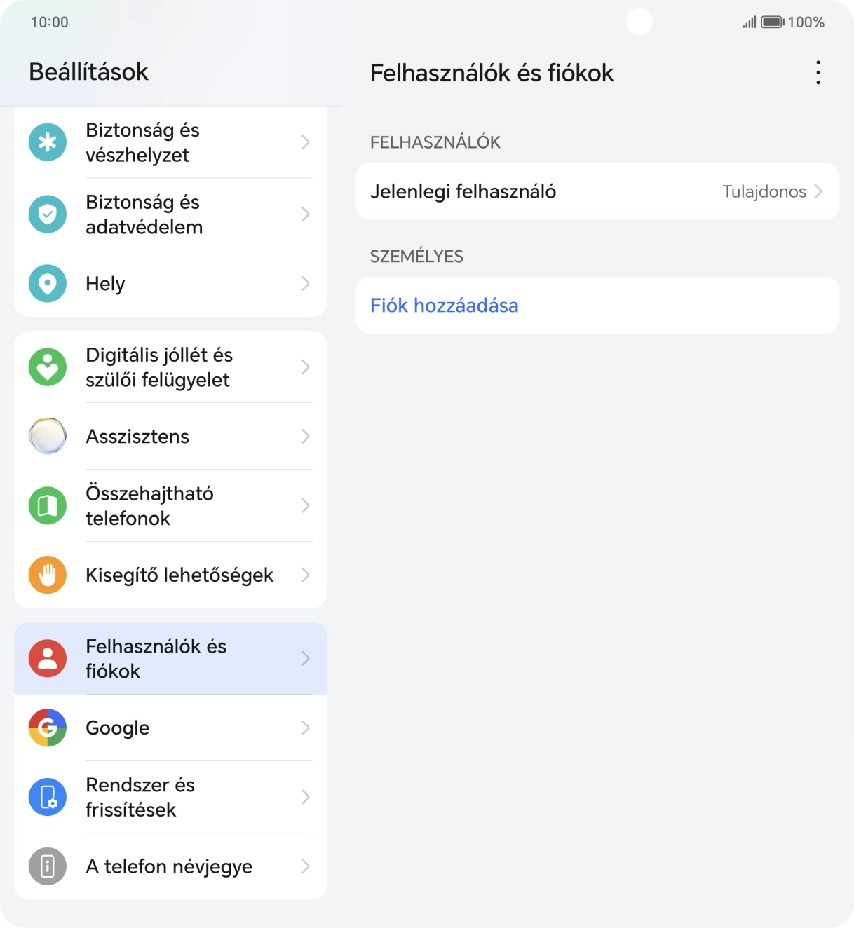 Válaszd a Fiók hozzáadása lehetőséget.