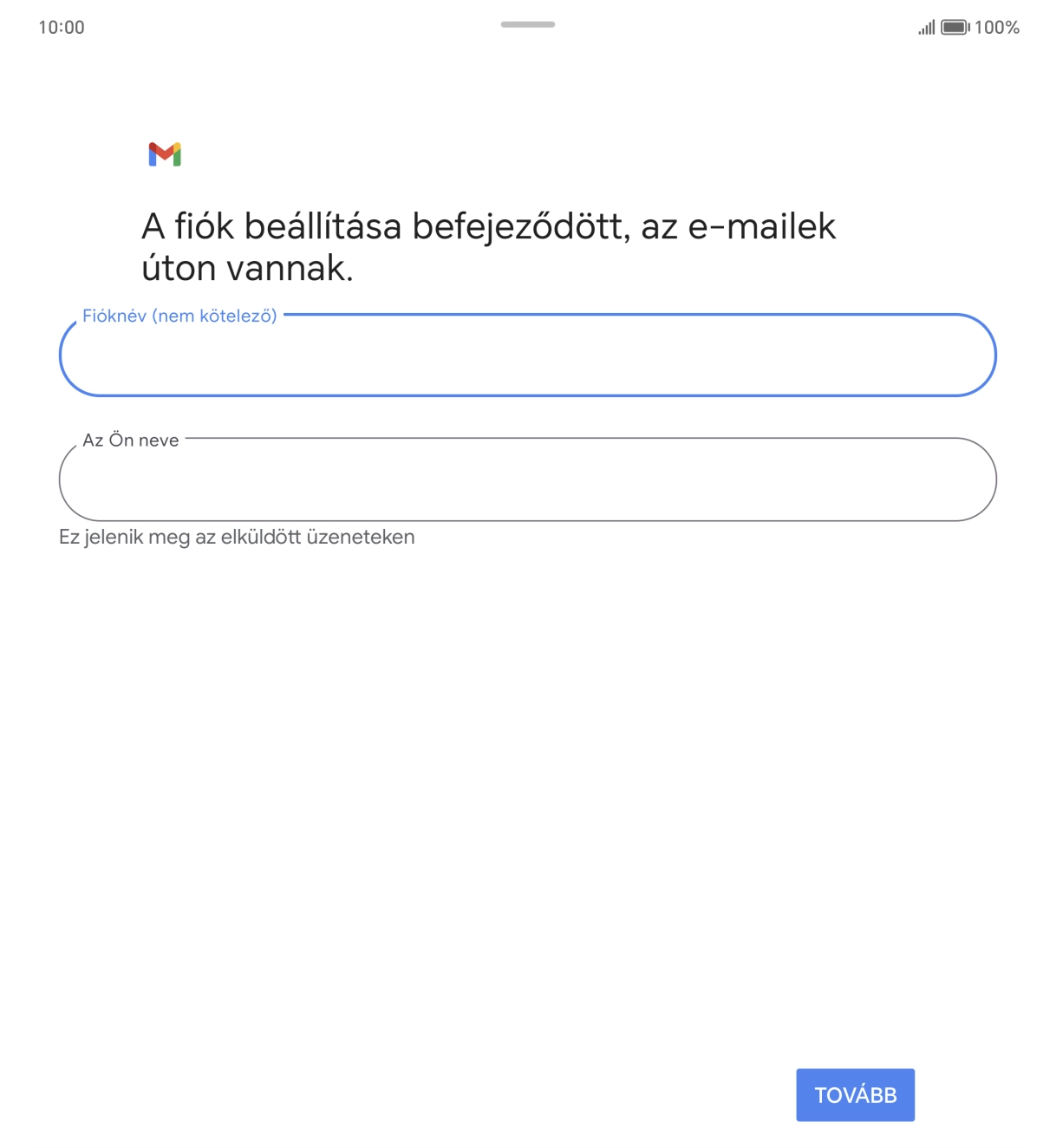 Kattints Az Ön neve mezőre, és írd be a kívánt küldőnevet.
