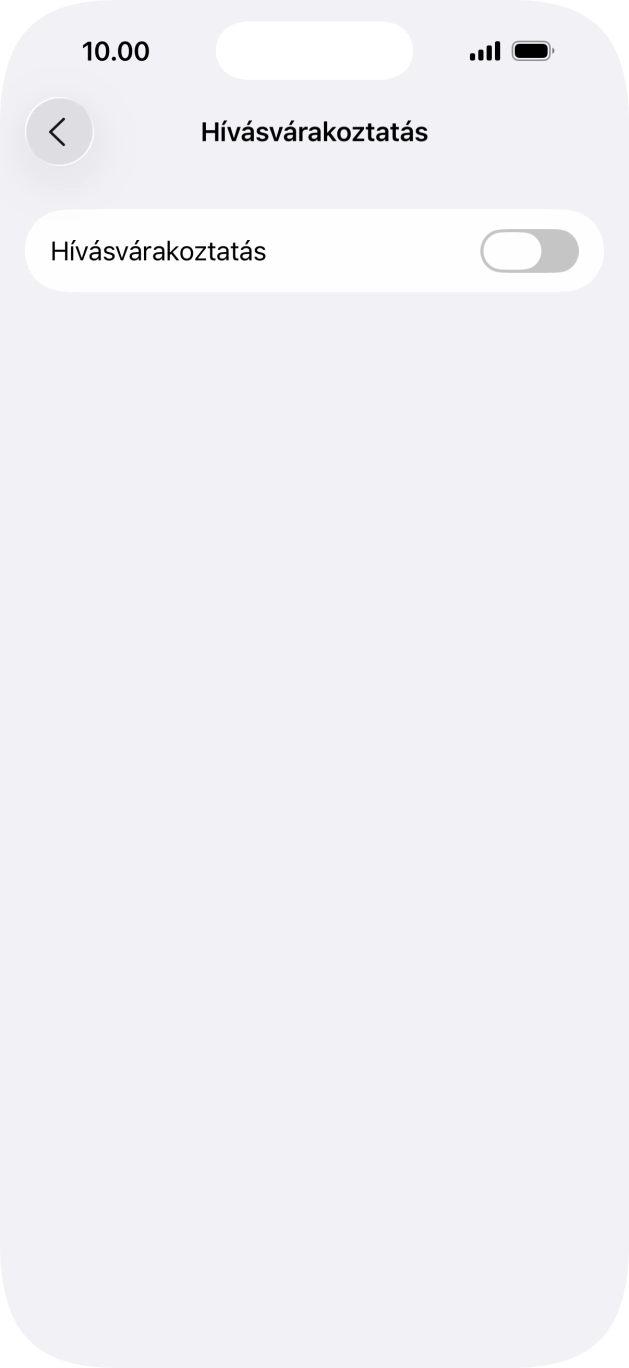 Kattints a „Hívásvárakoztatás” melletti csúszkára a funkció be- vagy kikapcsolásához.