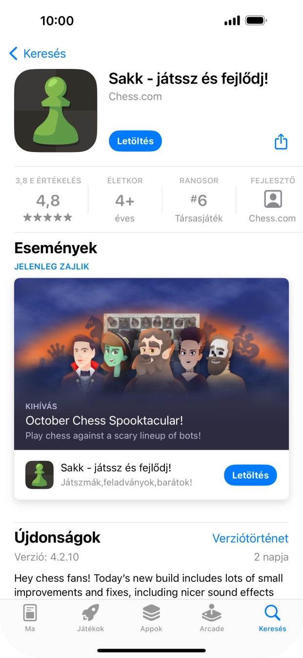 Válaszd a Letöltés lehetőséget, és kövesd a képernyőn megjelenő utasításokat az alkalmazás telepítéséhez.