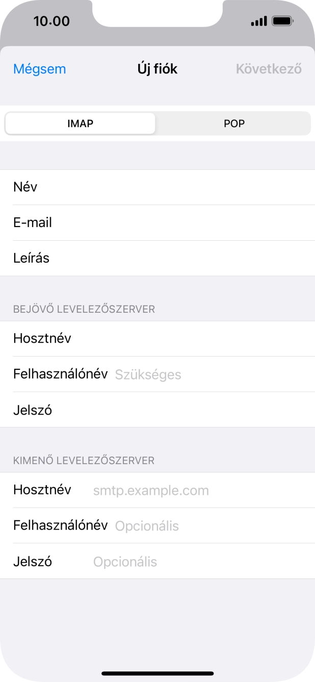 Kattints a Felhasználónév mezőre, és írd be az e-mail-fiókodhoz tartozó felhasználónevet.