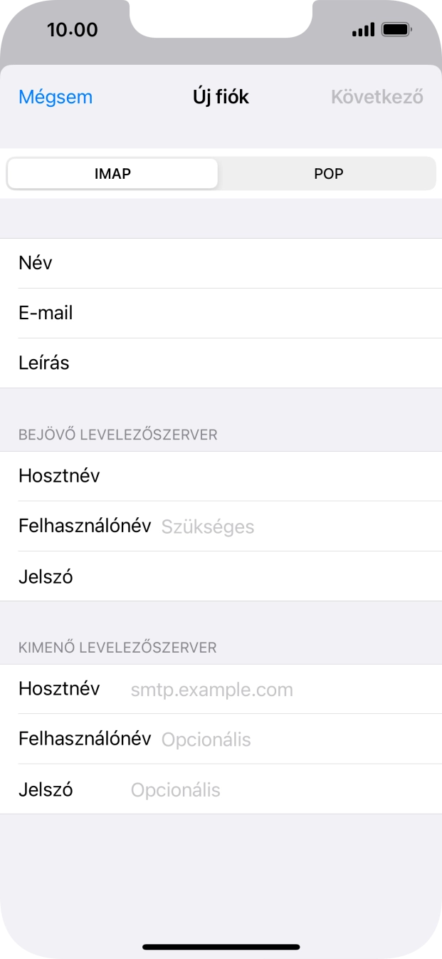 Kattints a Felhasználónév mezőre, és írd be az e-mail-fiókodhoz tartozó felhasználónevet.