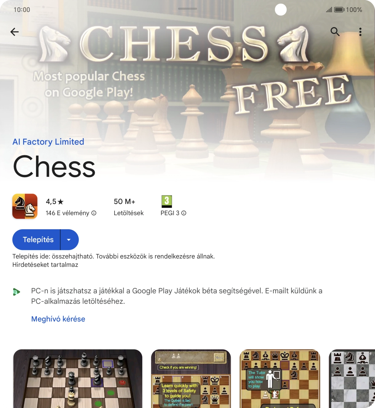 Válaszd a Telepítés lehetőséget, és kövesd a képernyőn megjelenő utasításokat az alkalmazás telepítéséhez. Válaszd a Telepítés lehetőséget, és kövesd a képernyőn megjelenő utasításokat az alkalmazás telepítéséhez.