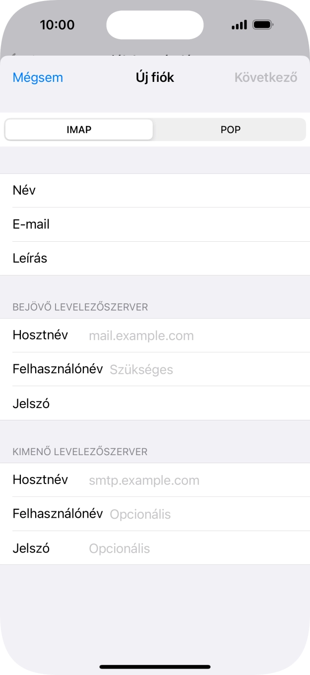 Válaszd az IMAP lehetőséget.