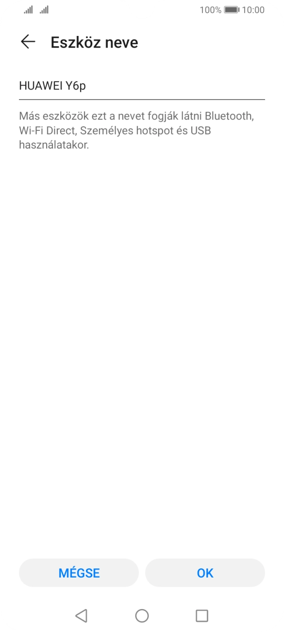 Írd be a kívánt Wi-Fi hotspot nevét és válaszd az OK lehetőséget.