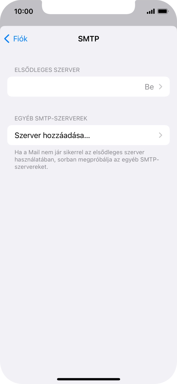 Kattints az „ELSŐDLEGES SZERVER” alatti mezőre.