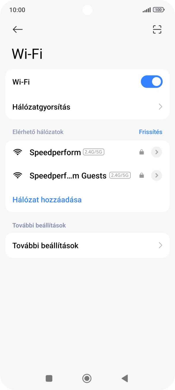 Válaszd ki a kívánt Wi-Fi hálózatot. Válaszd ki a kívánt Wi-Fi hálózatot.