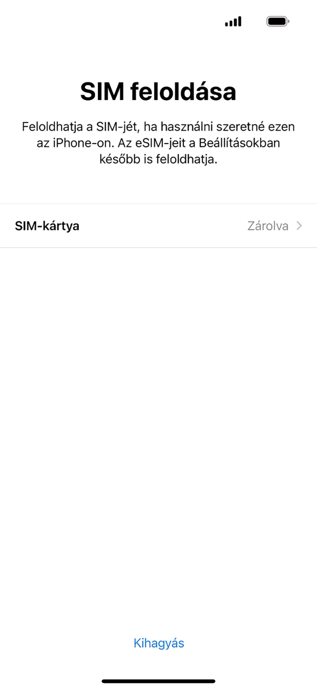 Válaszd a SIM-kártya lehetőséget. Válaszd a SIM-kártya lehetőséget.