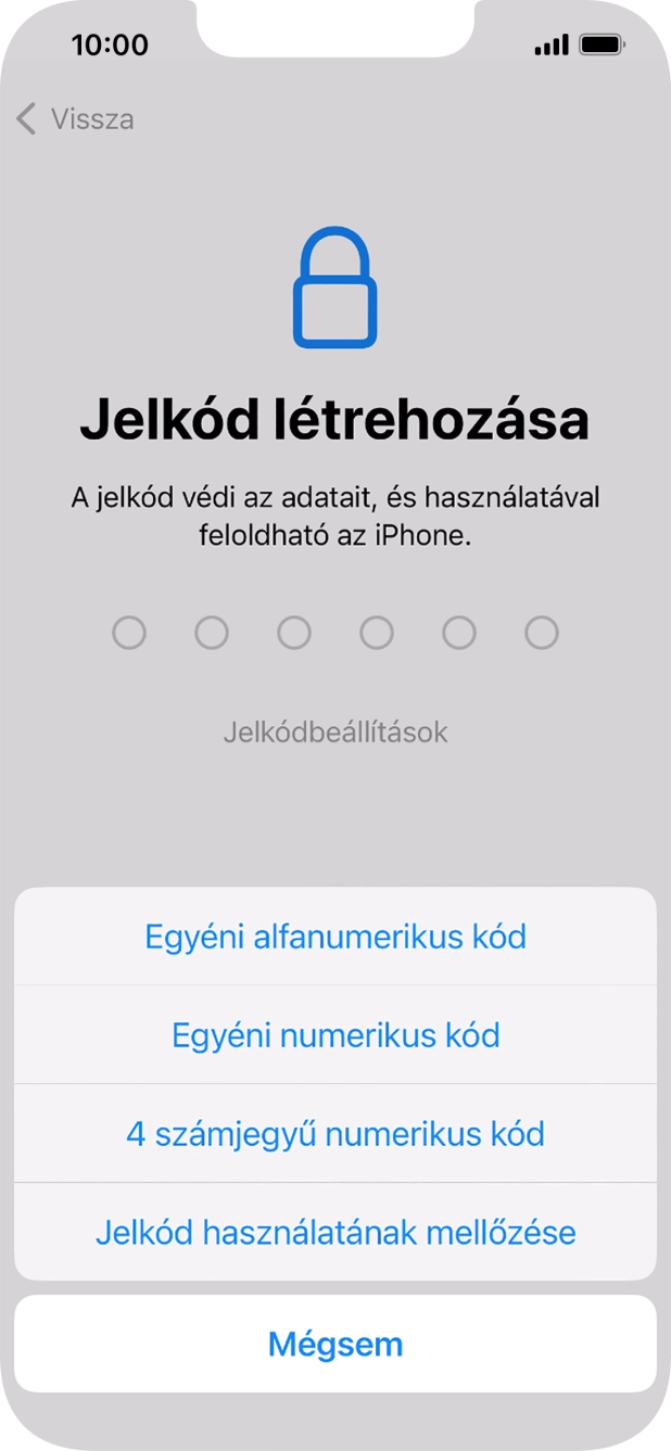 A képernyőzár használatának bekapcsolásához kövesd a képernyőn megjelenő utasításokat, vagy válaszd a Jelkód használatának mellőzése lehetőséget.