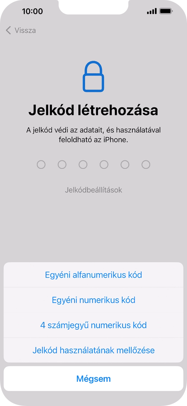 A képernyőzár használatának bekapcsolásához kövesd a képernyőn megjelenő utasításokat, vagy válaszd a Jelkód használatának mellőzése lehetőséget.