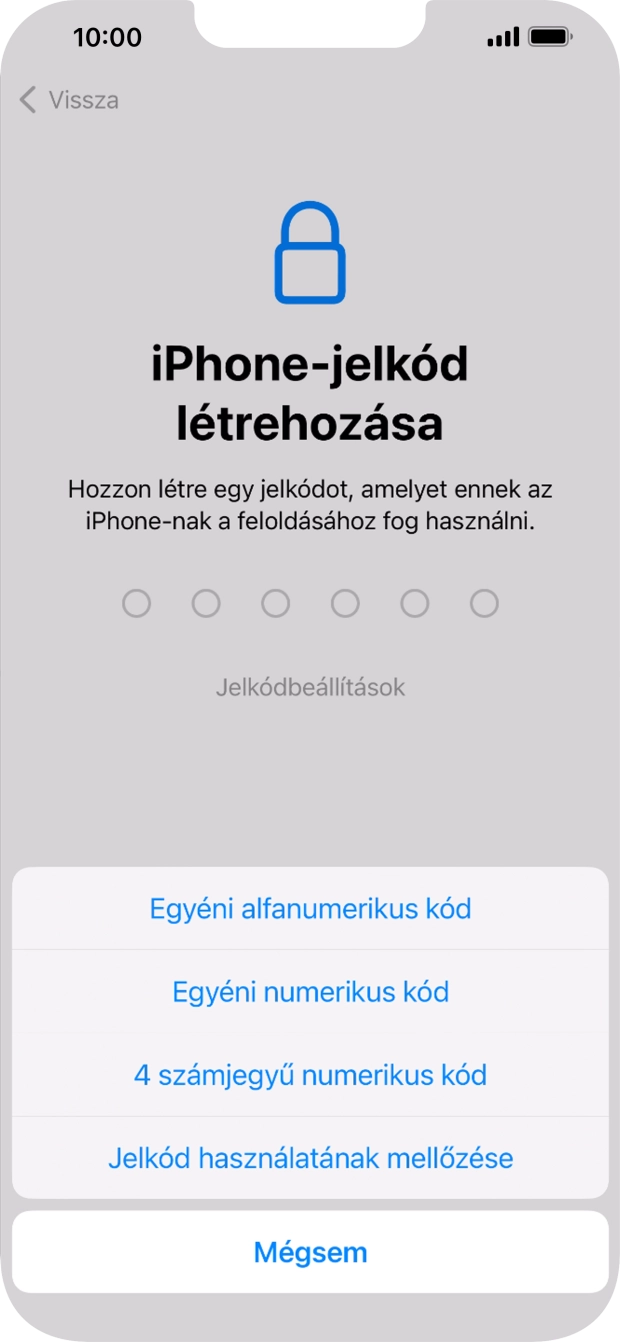 A képernyőzár használatának bekapcsolásához kövesd a képernyőn megjelenő utasításokat, vagy válaszd a Jelkód használatának mellőzése lehetőséget.