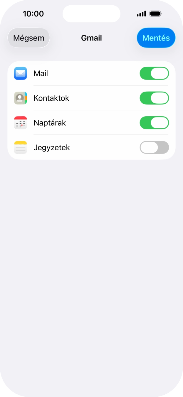Amennyiben a kijelzőn ez a képernyőkép látható, az e-mail-fiókodat felismerte a rendszer, és automatikusan beállította. Kövesd a képernyőn megjelenő utasításokat további adatok csatolásához, és fejezd be az új fiók létrehozását.