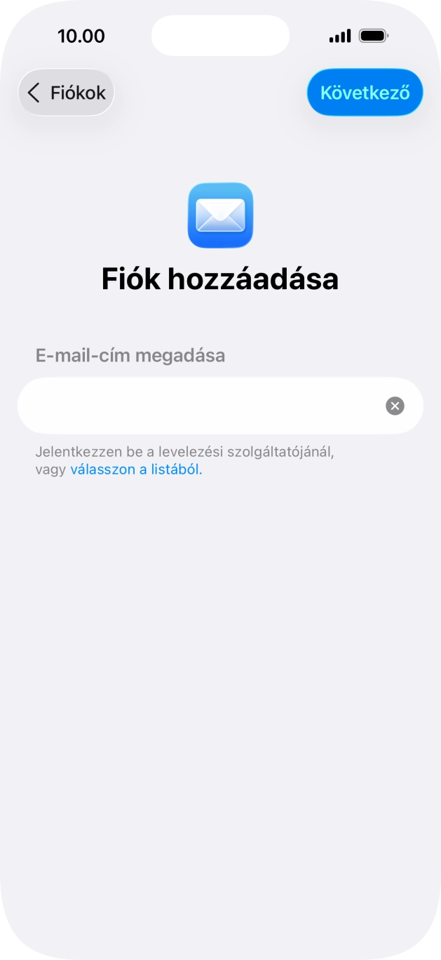 Válaszd a Következő lehetőséget.