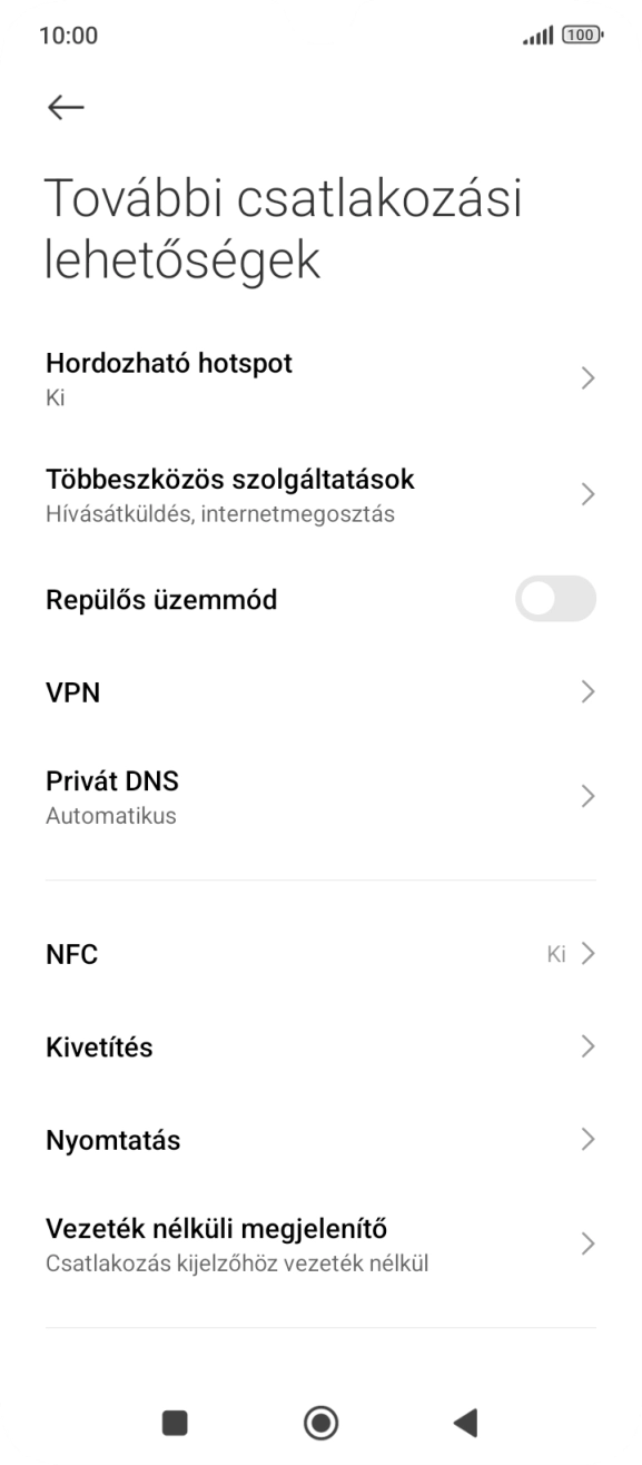 Válaszd a Hordozható hotspot lehetőséget.