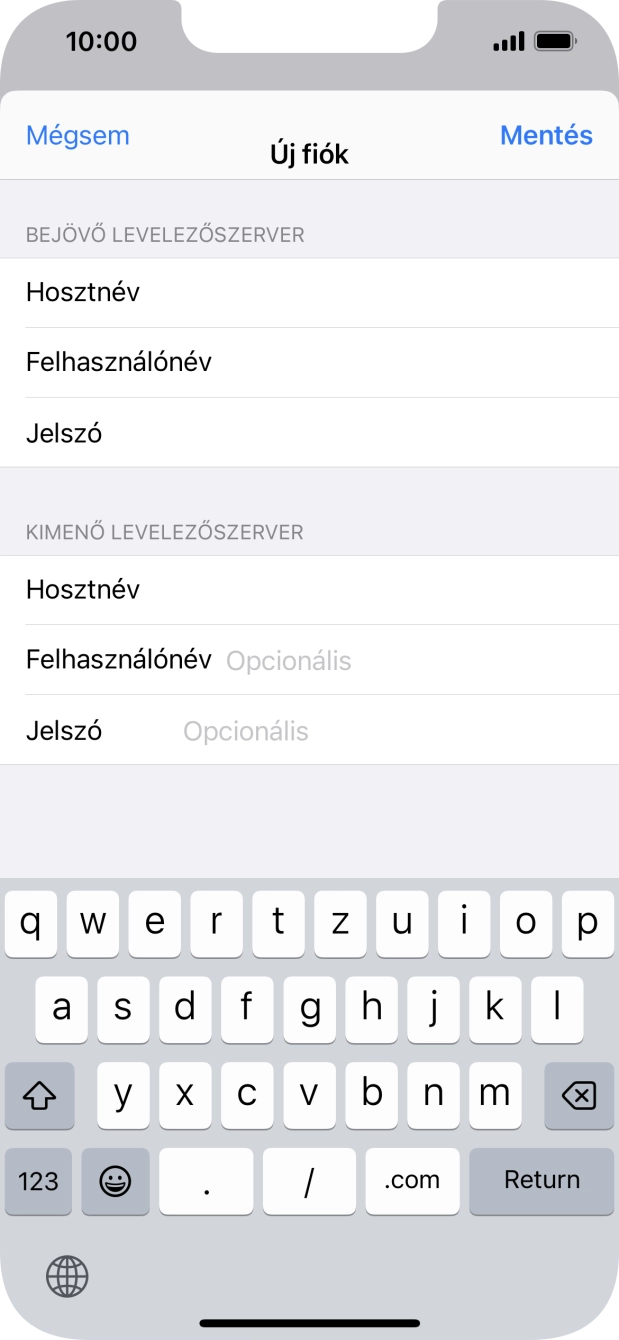 Kattints a Felhasználónév mezőre, és írd be az e-mail-fiókodhoz tartozó felhasználónevet.