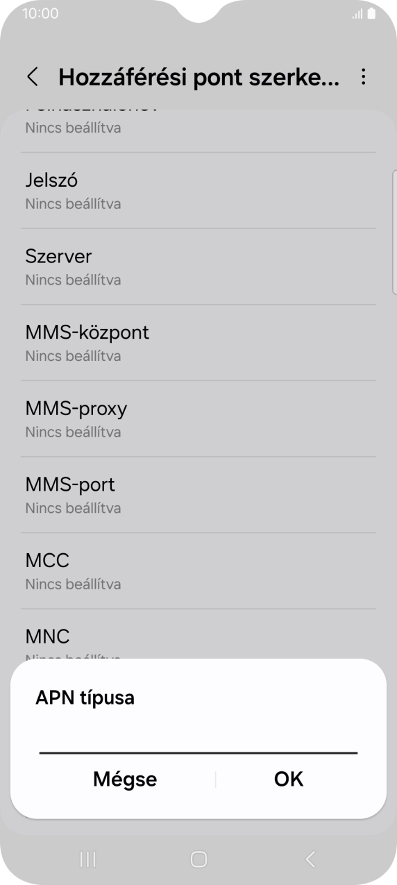 Írd be azt, hogy mms, és válaszd az OK lehetőséget.