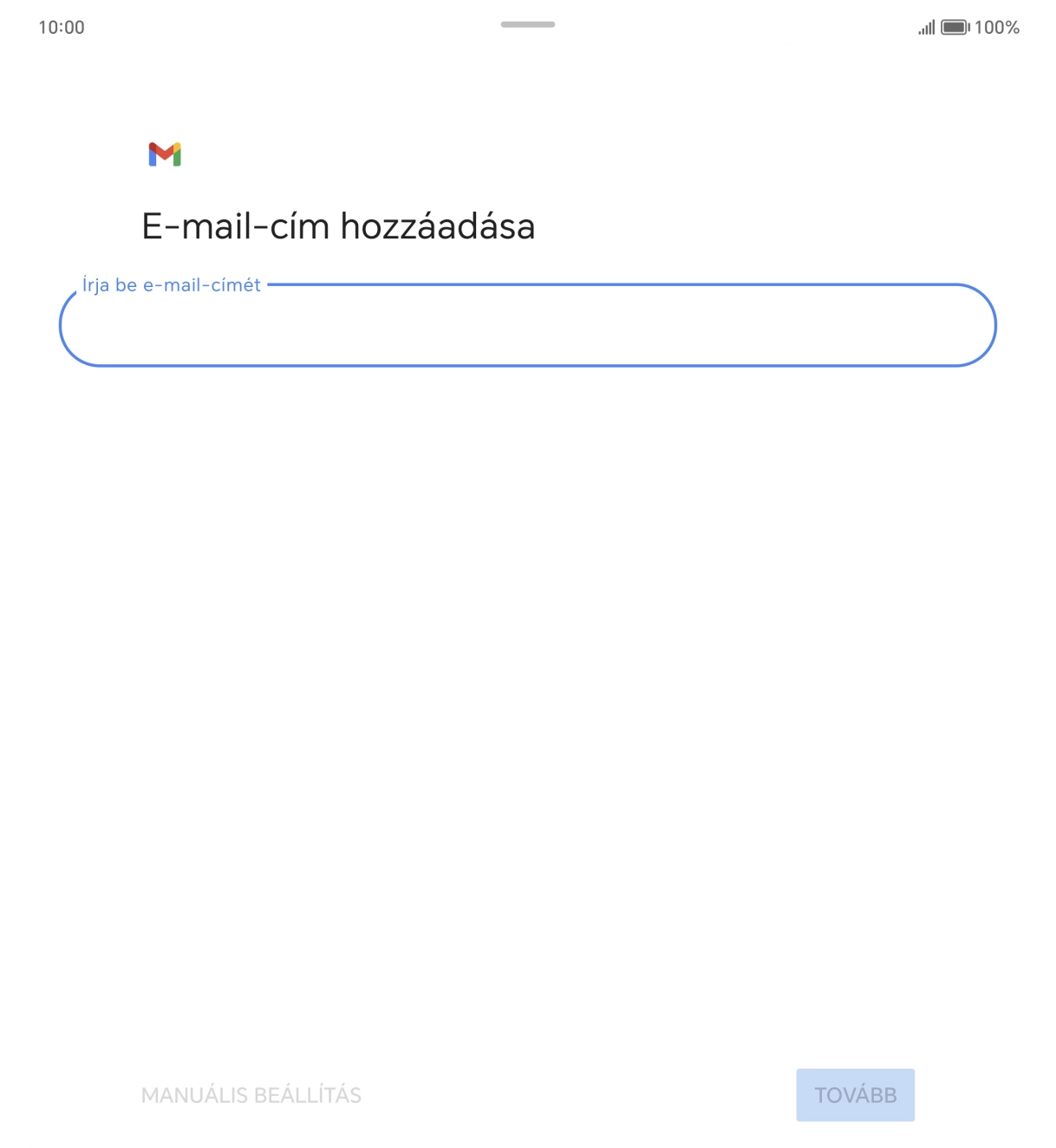 Kattints az „Írja be e-mail-címét” alatti mezőre, és írd be az e-mail címedet.