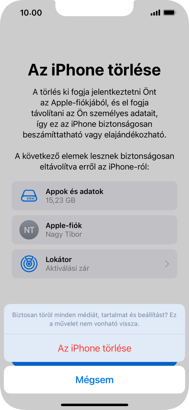 Válaszd Az iPhone törlése lehetőséget.