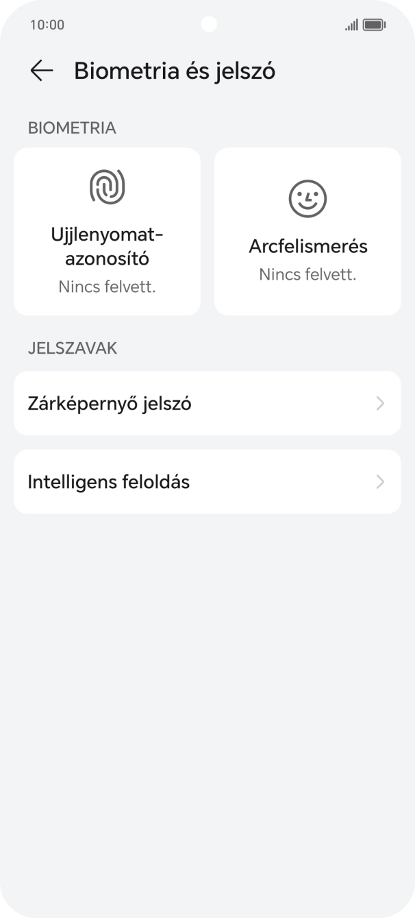 Válaszd az Ujjlenyomat-azonosító lehetőséget. Válaszd az Ujjlenyomat-azonosító lehetőséget.