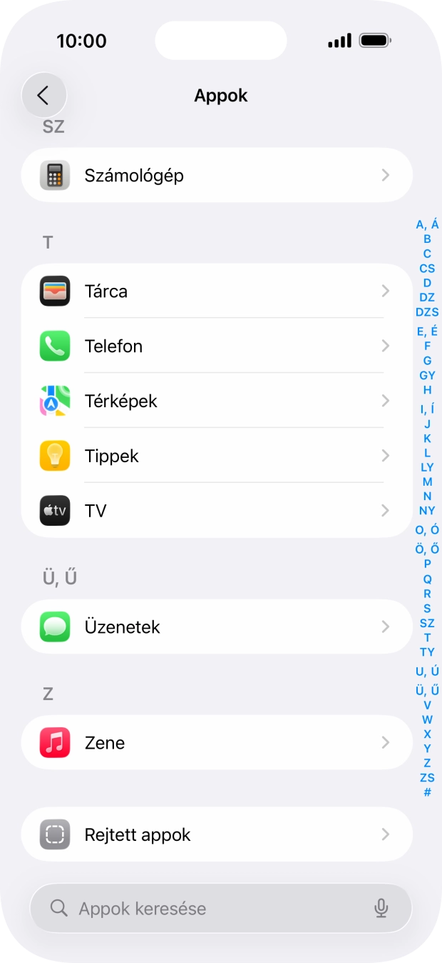 Válaszd az Üzenetek lehetőséget.