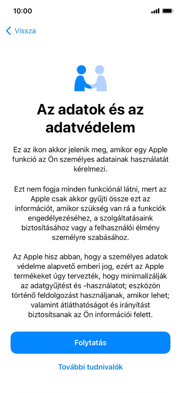 Válaszd a Folytatás lehetőséget.