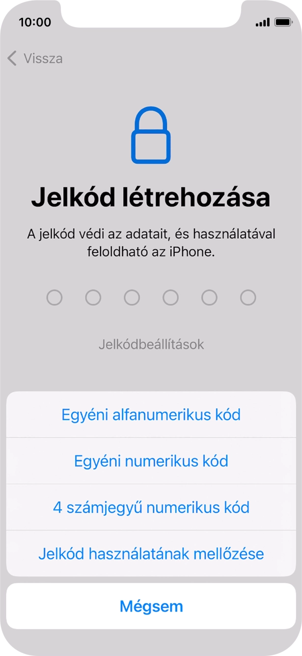 A képernyőzár használatának bekapcsolásához kövesd a képernyőn megjelenő utasításokat, vagy válaszd a Jelkód használatának mellőzése lehetőséget. A képernyőzár használatának bekapcsolásához kövesd a képernyőn megjelenő utasításokat, vagy válaszd a Jelkód használatának mellőzése lehetőséget.