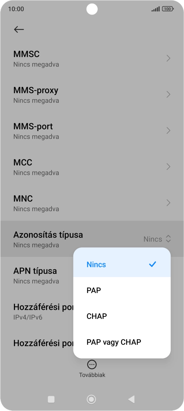 Válaszd a PAP lehetőséget.