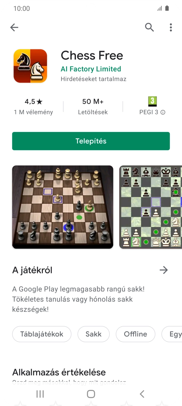 Válaszd a Telepítés lehetőséget, és kövesd a képernyőn megjelenő utasításokat az alkalmazás telepítéséhez.