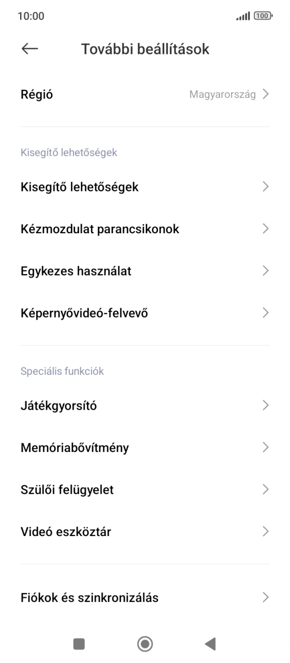 Válaszd a Fiókok és szinkronizálás lehetőséget.