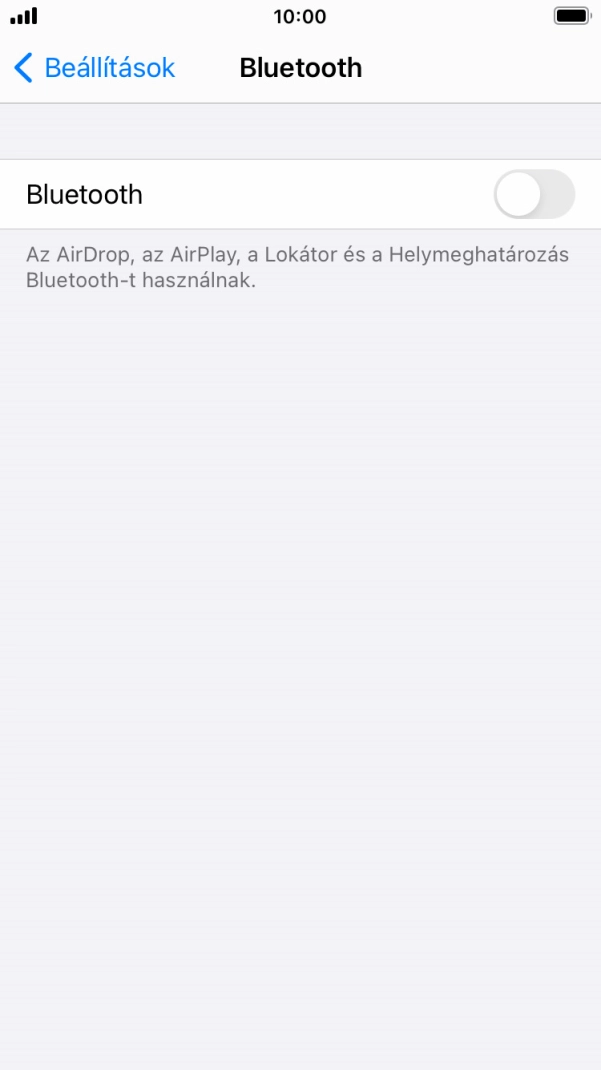 Kattints a „Bluetooth” melletti csúszkára a funkció bekapcsolásához.