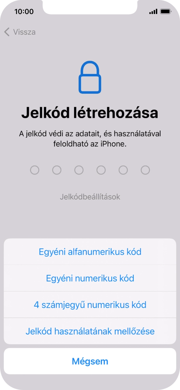 A képernyőzár használatának bekapcsolásához kövesd a képernyőn megjelenő utasításokat, vagy válaszd a Jelkód használatának mellőzése lehetőséget.