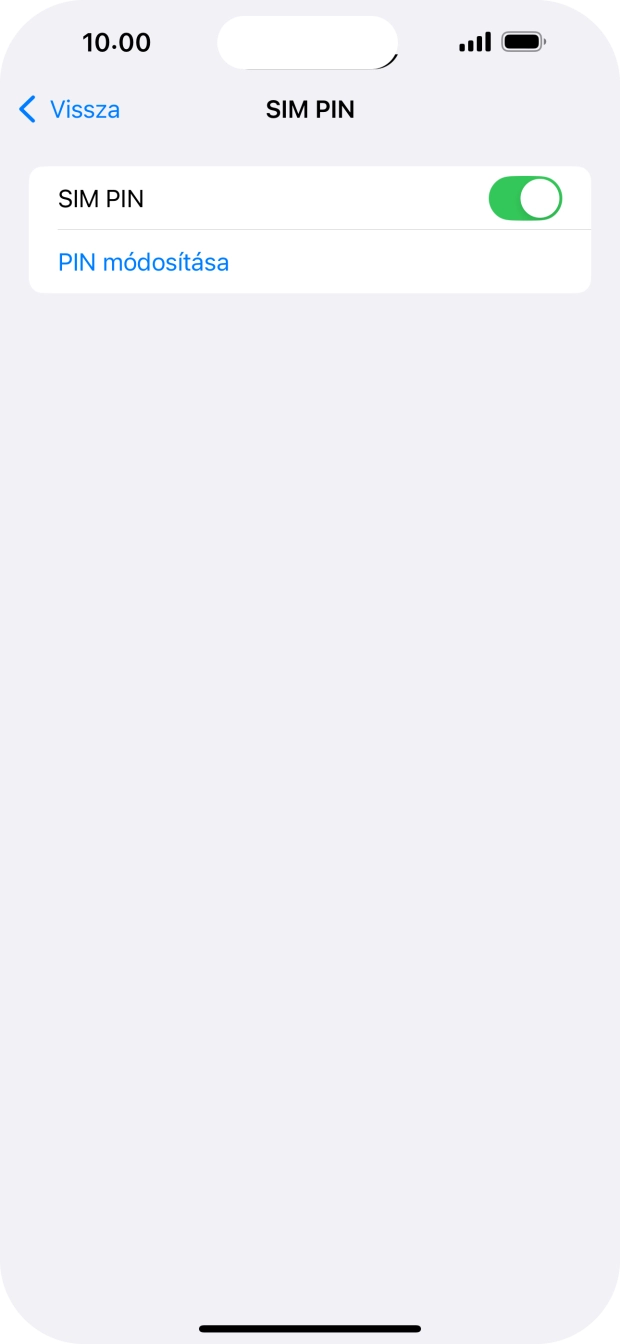 Kattints a „SIM PIN” melletti csúszkára a funkció be- vagy kikapcsolásához.