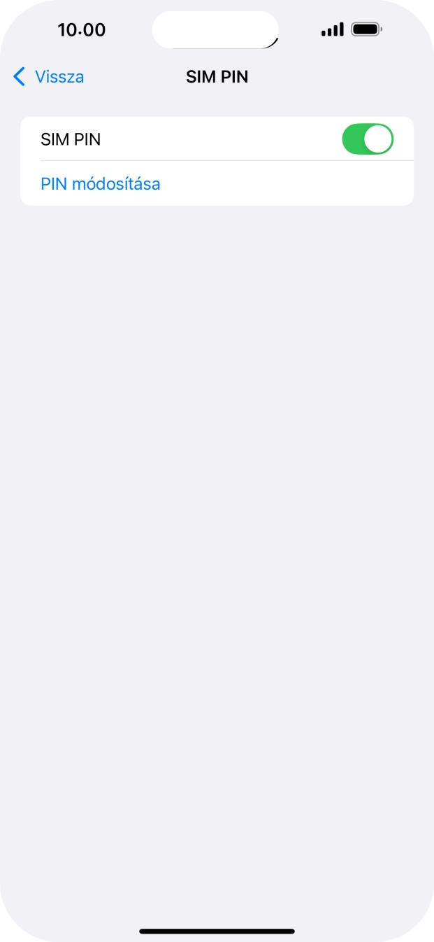 Kattints a „SIM PIN” melletti csúszkára a funkció be- vagy kikapcsolásához.