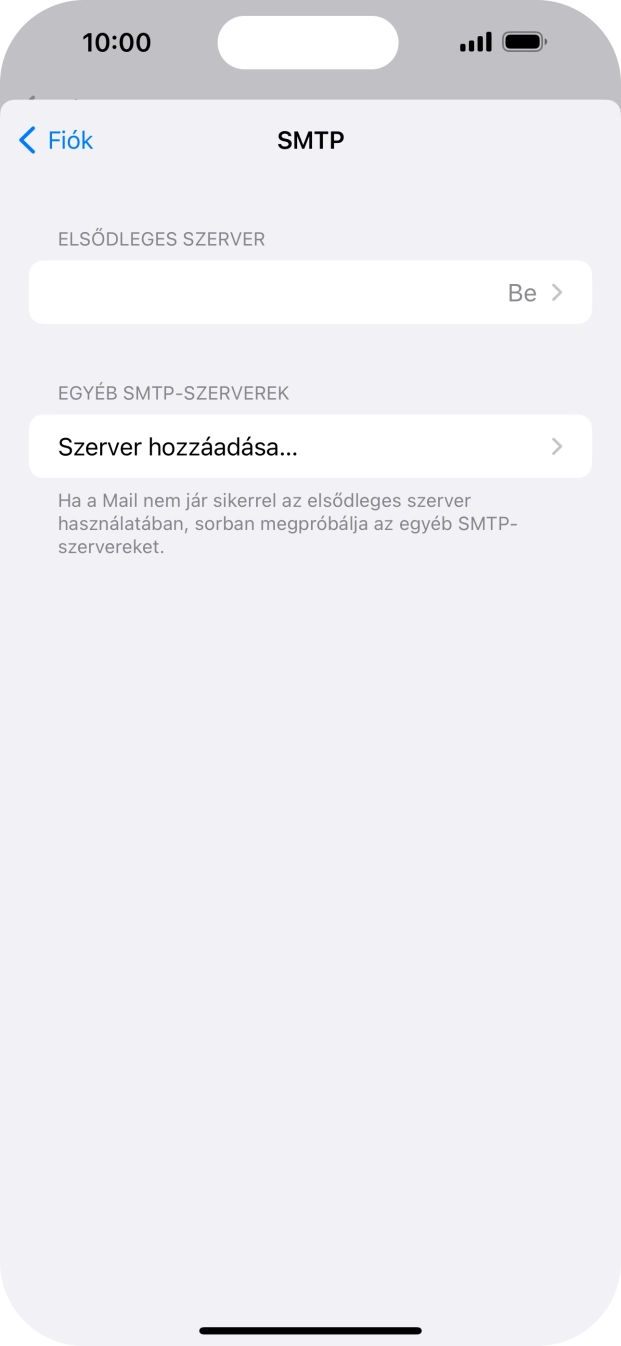 Kattints az „ELSŐDLEGES SZERVER” alatti mezőre.