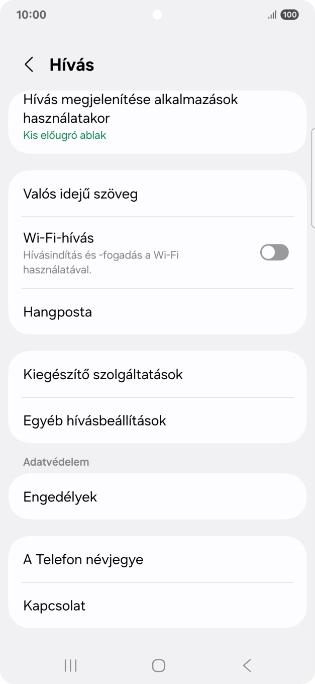 Válaszd a Kiegészítő szolgáltatások lehetőséget.